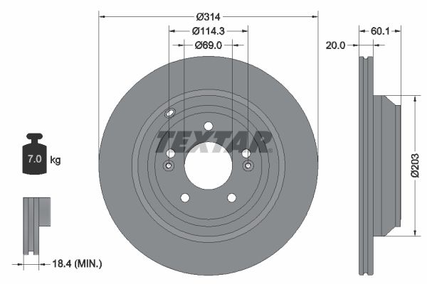 TEXTAR stabdžių diskas 92273703