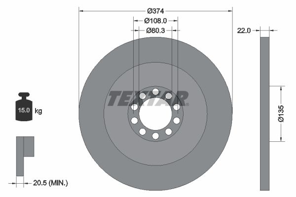 TEXTAR stabdžių diskas 93015500