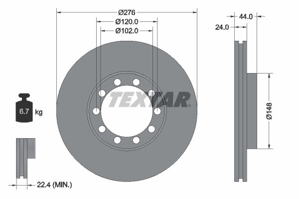 TEXTAR stabdžių diskas 93085800