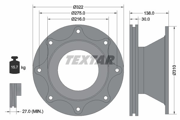 TEXTAR Тормозной диск 93086500
