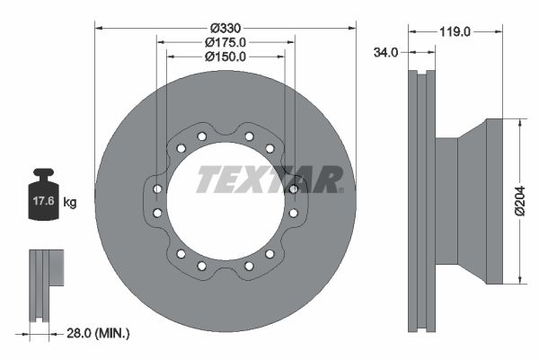 TEXTAR Тормозной диск 93142600
