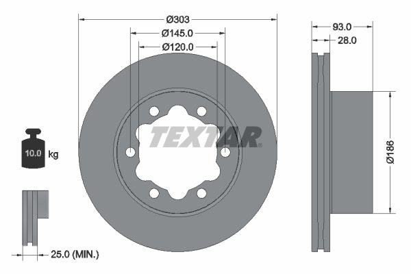 TEXTAR Тормозной диск 93143403