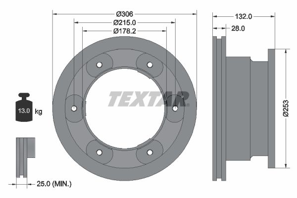 TEXTAR stabdžių diskas 93177700