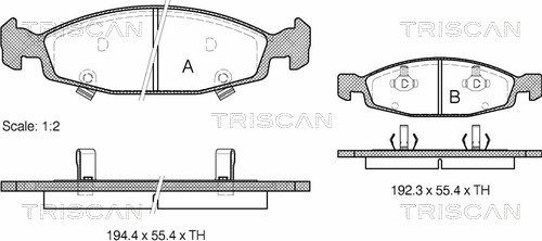 TRISCAN stabdžių trinkelių rinkinys, diskinis stabdys 8110 80527