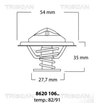 TRISCAN termostatas, aušinimo skystis 8620 10682