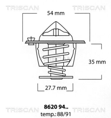 TRISCAN termostatas, aušinimo skystis 8620 9488