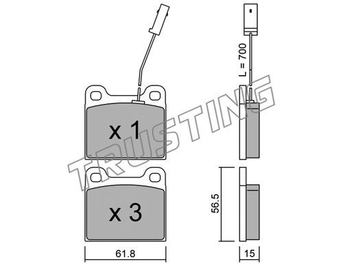 TRUSTING Комплект тормозных колодок, дисковый тормоз 003.3