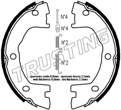 TRUSTING Комплект тормозных колодок, стояночная тормозная с 034.120K