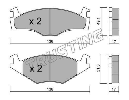 TRUSTING Комплект тормозных колодок, дисковый тормоз 047.2