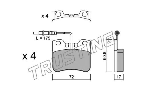 TRUSTING Комплект тормозных колодок, дисковый тормоз 062.0