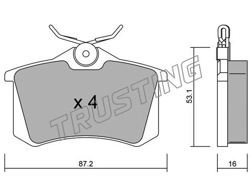 TRUSTING Комплект тормозных колодок, дисковый тормоз 102.2