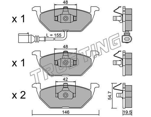 TRUSTING Комплект тормозных колодок, дисковый тормоз 220.2