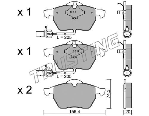 TRUSTING Комплект тормозных колодок, дисковый тормоз 323.0