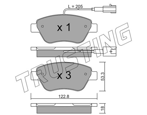 TRUSTING Комплект тормозных колодок, дисковый тормоз 330.0