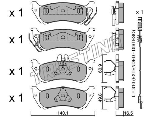 TRUSTING Комплект тормозных колодок, дисковый тормоз 586.1W