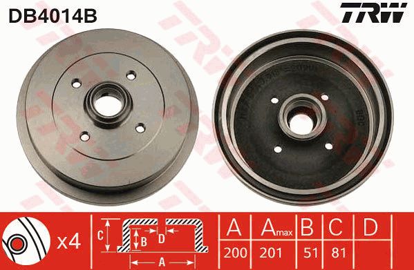 TRW Тормозной барабан DB4014B