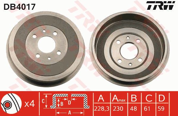 TRW Тормозной барабан DB4017