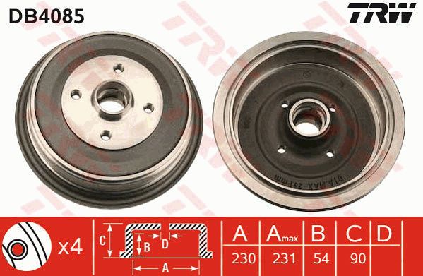 TRW Тормозной барабан DB4085