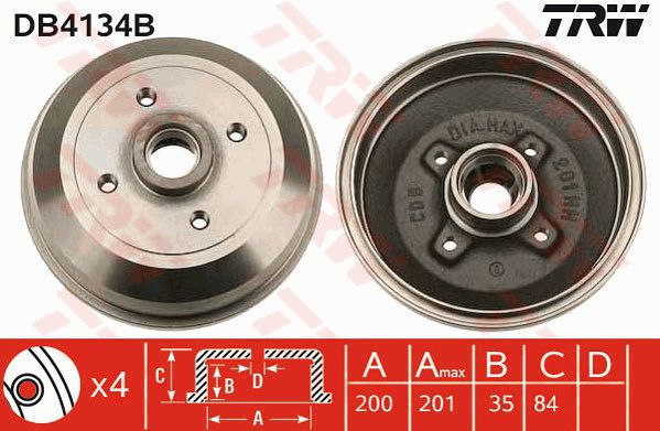 TRW Тормозной барабан DB4134B