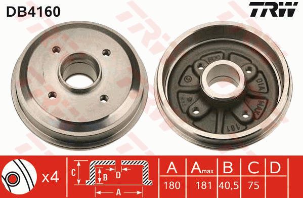 TRW Тормозной барабан DB4160