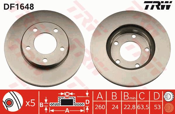 TRW stabdžių diskas DF1648