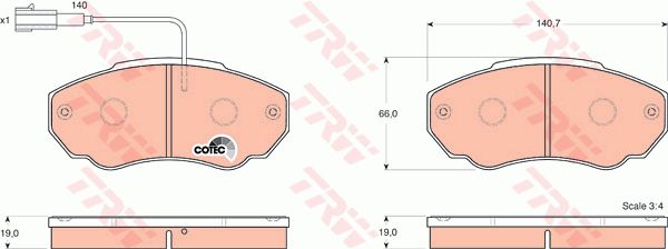 TRW stabdžių trinkelių rinkinys, diskinis stabdys GDB1517