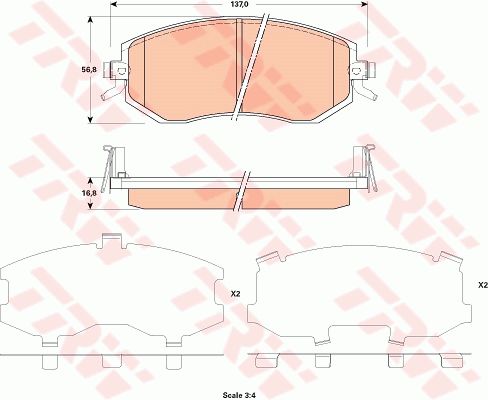 TRW Комплект тормозных колодок, дисковый тормоз GDB3519