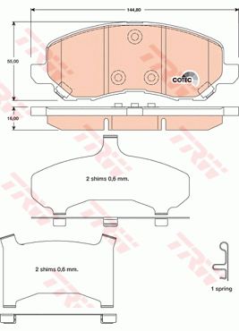 TRW Комплект тормозных колодок, дисковый тормоз GDB4142