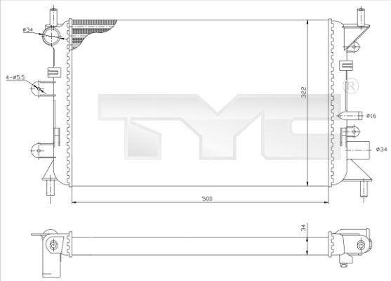 TYC radiatorius, variklio aušinimas 710-0036-R