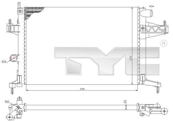 TYC Радиатор, охлаждение двигателя 725-0033