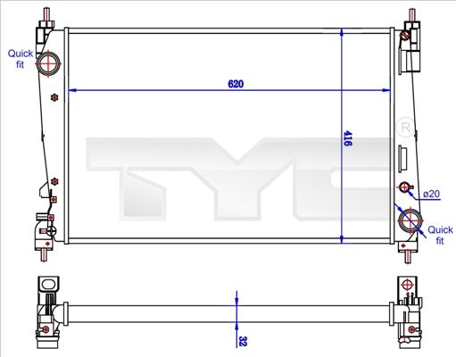 TYC Радиатор, охлаждение двигателя 725-0042-R