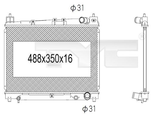 TYC Радиатор, охлаждение двигателя 736-1013