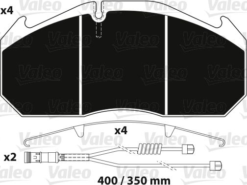 VALEO stabdžių trinkelių rinkinys, diskinis stabdys 882216