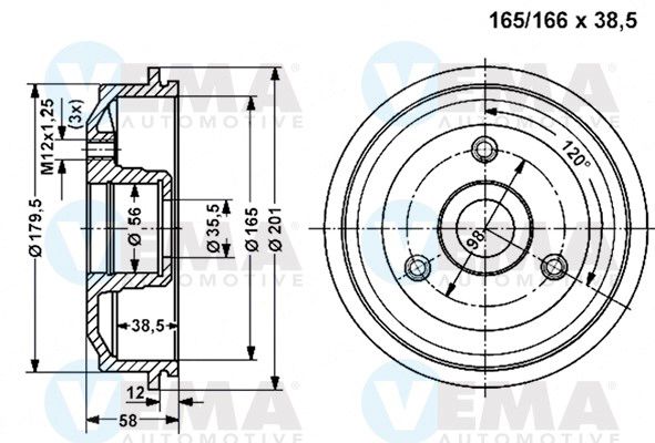 VEMA Тормозной барабан 800842