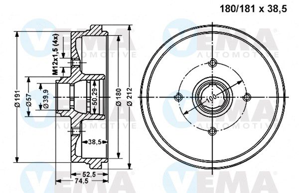 VEMA Тормозной барабан 800977