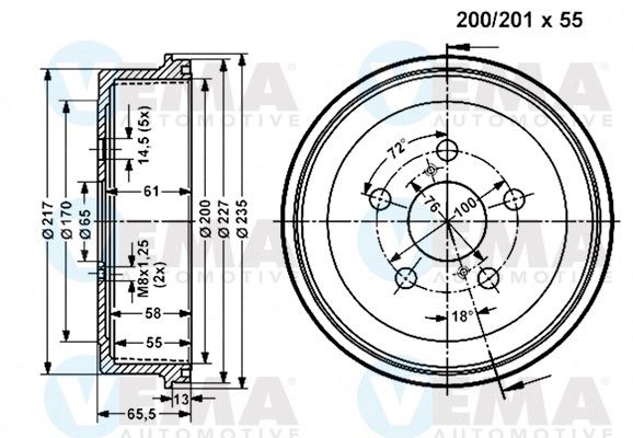 VEMA Тормозной барабан 801084