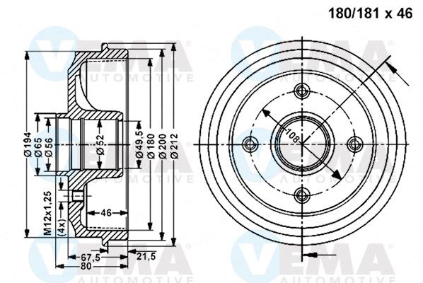 VEMA Тормозной барабан 801099