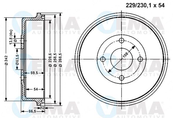 VEMA Тормозной барабан 801162