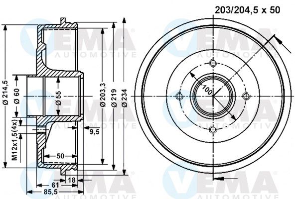 VEMA Тормозной барабан 801220