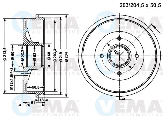 VEMA stabdžių būgnas 801312