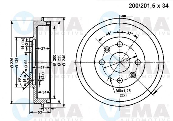 VEMA Тормозной барабан 801355