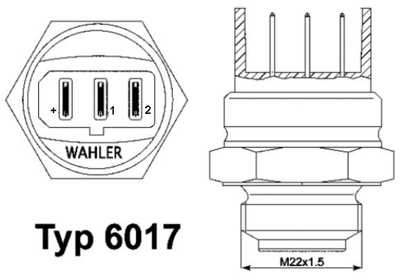 WAHLER temperatūros jungiklis, radiatoriaus ventiliatoriu 6017.95D