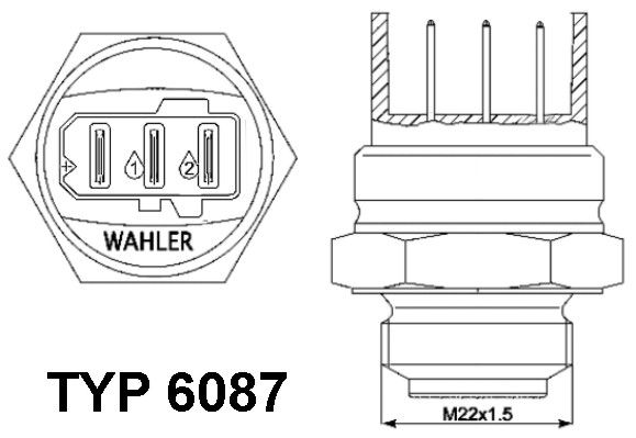 WAHLER temperatūros jungiklis, radiatoriaus ventiliatoriu 6087.87D