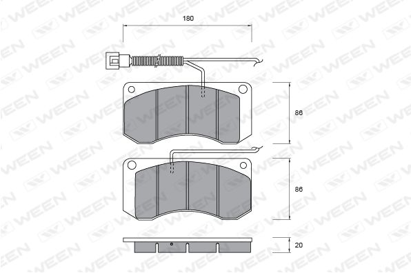 WEEN Комплект тормозных колодок, дисковый тормоз 151-1038