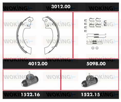 WOKING Комплект тормозов, барабанный тормозной механизм 3012.00