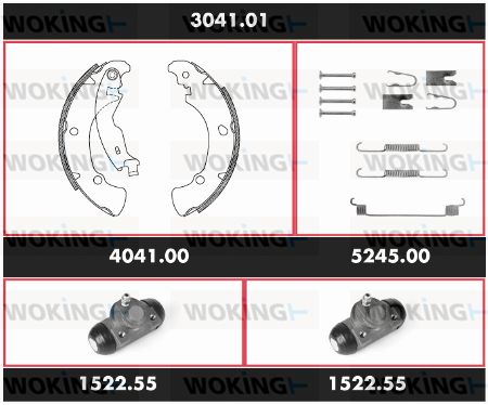 WOKING Комплект тормозов, барабанный тормозной механизм 3041.01