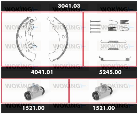 WOKING Комплект тормозов, барабанный тормозной механизм 3041.03