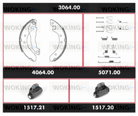 WOKING stabdžių rinkinys, būgniniai stabdžiai 3064.00