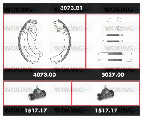 WOKING Комплект тормозов, барабанный тормозной механизм 3073.01