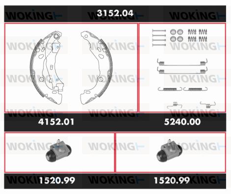 WOKING stabdžių rinkinys, būgniniai stabdžiai 3152.04